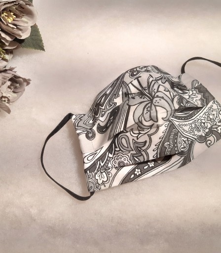 ULIZE Handmade Pelēka ar  tum&scaron;i pelēku rakstu Face mask