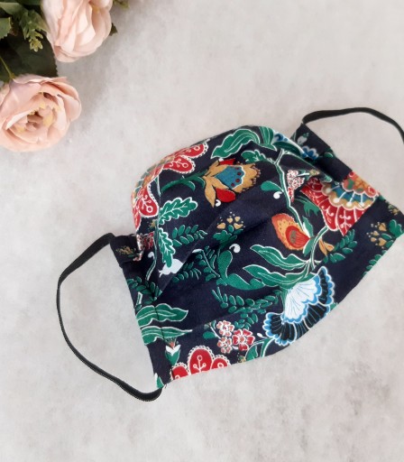 ULIZE Handmade Tum&scaron;i zila puķaina Face mask