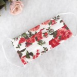 ULIZE Handmade Balta ar sarkanām rozēm Face mask