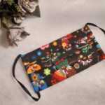 ULIZE Handmade Melna ar krāsainiem taureņiem un ziediem Face mask