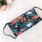 ULIZE Handmade Tum&scaron;i zila puķaina Face mask