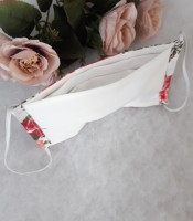 ULIZE Handmade Balta ar sarkanām rozēm Face mask