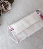 ULIZE Handmade Balta ar rozā rozēm Face mask