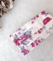 ULIZE Handmade Balta ar rozā rozēm Face mask