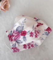 ULIZE Handmade Balta ar rozā rozēm Face mask