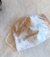 ULIZE Handmade Gai&scaron;i pelēka ar baltu rakstu Face mask