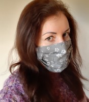 ULIZE Handmade Pelēka puķaina Face mask