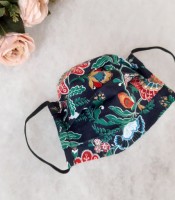 ULIZE Handmade Tum&scaron;i zila puķaina Face mask