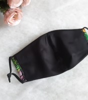 ULIZE Handmade Zaļa ar oranžiem ziediem Face mask